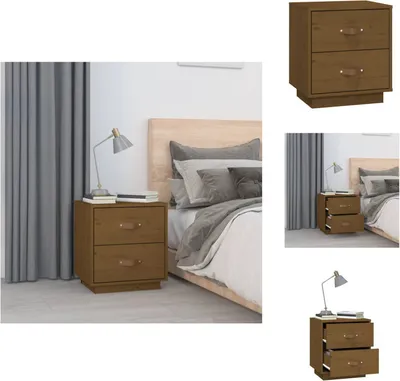 Produktbild von vidaXL Nachttisch Honigbraun 40x34x45 cm Massivholz Kiefer -  Nachttische