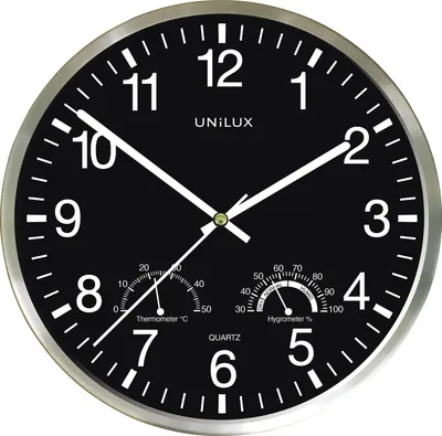 Produktbild von UNiLUX Wanduhr WETTY, Durchmesser: 300 mm, schwarz