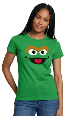 Produktbild von Spreadshirt Sesamstraße Oscar Kostüm Gesicht Karneval Frauen T-Shirt, L, Kelly Green