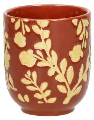 Produktbild von Pomax Romance Becher aus Porzellan, Paprikarot, Ø 7 x H 8 cm