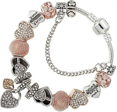 Immagine prodotto di Bracciale modulare in argento con perline, zirconi, lunghezza 18 cm