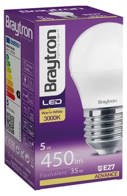 Immagine prodotto di 10 X Braytron LED E27 G45 lampadina a goccia 5W lampadina a globo 450 lumen 3000K bianco caldo