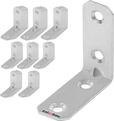 Produktbild von KOTARBAU® 100er Set Winkelverbinder 40 x 40 x 16 x 2 mm mit Sicke Stahl Bauwinkel Montagelöcher Möbelverbinder Verzinkt Schwerlast Holzverbinder Montagewinkel