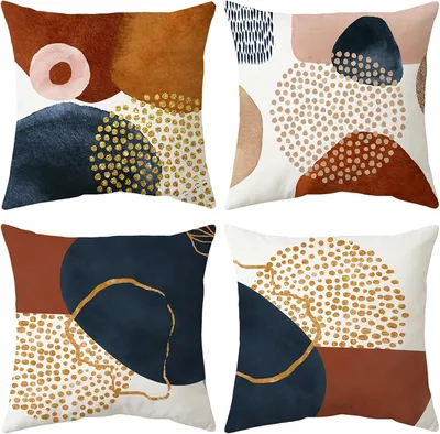 Obrázek produktu pro Sada čtyř povlaků na polštáře, rozměr 45x45 cm, samet, skrytý zip, vhodné do obývacího pokoje, ložnice, kanceláře
