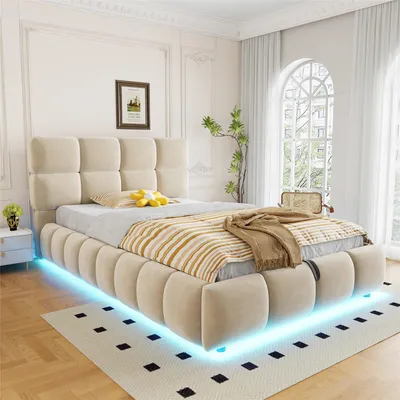 Obrázek produktu pro Postel STILVORA, 90x200 cm, čalouněná, s LED osvětlením a hydraulickým úložným prostorem, dětská postel s čelem a bočnicemi, sametová postel s robustní konstrukcí
