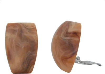 Produktbild von Clip Ohrring 27x17mm Trapez horn-marmoriert matt Kunststoff-Bouton horn-marmoriert 27x17mm