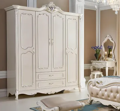 Produktbild von Klassischer Antik Stil Kleiderschrank Schrank Holz Garderobe Schlafzimmer Barock