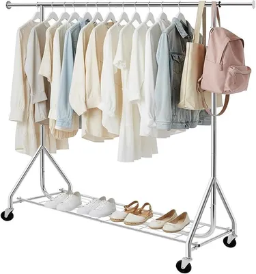 Imagen del producto de Perchero con ruedas, perchero, barra extensible para colgar ropa
