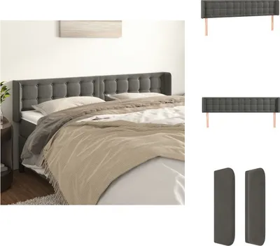 Produktbild von vidaXL Kopfteil mit Ohren Dunkelgrau 203x16x78/88 cm Samt -  Kopf- & Fußenden