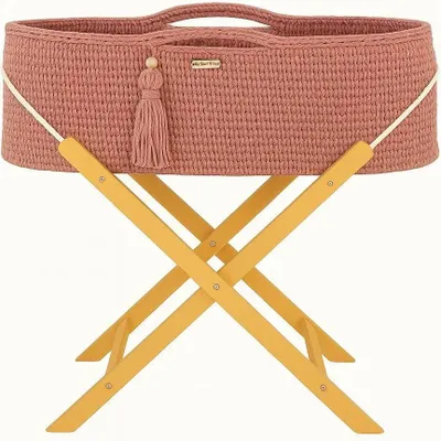 Image de Lit pour bébé Boho Rose avec support en bois et matelas antibactérien Silver