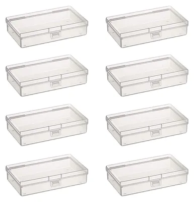 8er-Set transparente Kunststoffboxen mit Klappdeckel, 135x80x30 mm