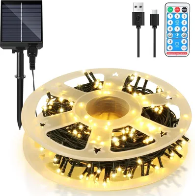 Produktbild von Izrielar LED Solar Lichterkette 30M 300LEDs mit 8 Modi für Innen Garten Party & Weihnachtsdeko Beleuchtung Deko, Warmweiß