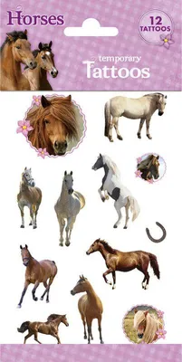 Produktbild von Temporäre Tattoos PFERDE Pferde Tiere Mix Geburtstag Festival 12Stk.