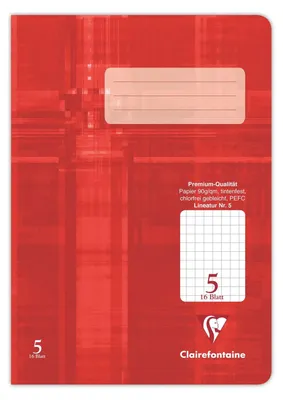 Produktbild von Clairefontaine Schulheft A5 kariert 16 Blatt Lineatur 5