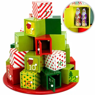 Image de Spielwerk® Calendrier de l'Avent en Bois Réutilisable - Montagne de cadeaux