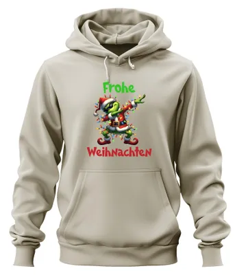 Produktbild von Frohe Weihnachten Dabender Grinch Weihnachtsmann Hoodie Kapuzenpullover, Natur, 3XL