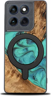 Obrázek produktu pro Dřevěné pouzdro pro Motorola Edge 60 Fusion / Motorola Edge 60, Bewood Unique Turquoise pro MagSafe