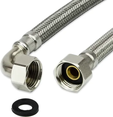 Produktbild von AWM Edelstahl Flexschlauch (DN8) 1/2" BOGEN x 1/2" ÜM - 90 cm Armaturn Panzerschlauch Sanitär Hauswasserwerk