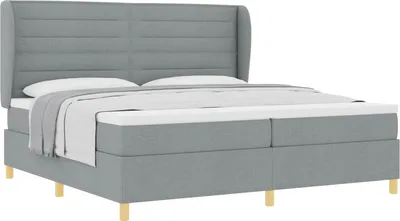 Obrázek produktu pro vidaXL Skříňová postel s matrací světle šedá 200 x 200 cm látka