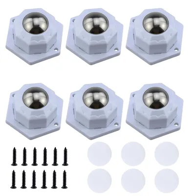 Produktbild von 6 Kugelrollen Schwerlast,Möbelrollen Flach, Möbelrollen Schwerlast,Rollen Zum Kleben 200kg, Selbstklebendes Starkes Rollenrad für Transport von Möbeln, Waren, Acrylnitril-Butadien-Styrol