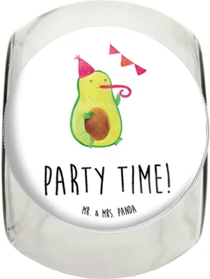 Produktbild von Mr. & Mrs. Panda Frischhaltedose Avocado Party Zeit L 870ml - Weiß - Geschenk, Bonbonglas, Süßigkeitenglas, Happy Birthday, Vorratsbehälter, Kaffeedose, Geburtstagsfeier