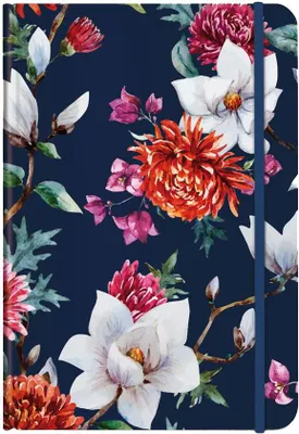 Produktbild von Notizbuch A5 Chrysantheme 192 Seiten 80 g/m² mit farbigen Coverinnenseiten und Gummiband