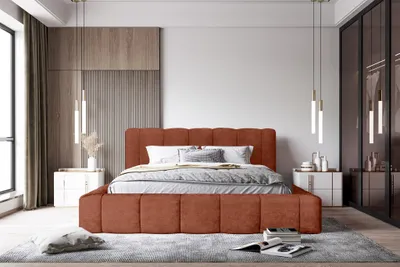 Produktbild von Polsterbett Doppelbett HAILEY 140x200cm in Stoff Sometimes Rostbraun