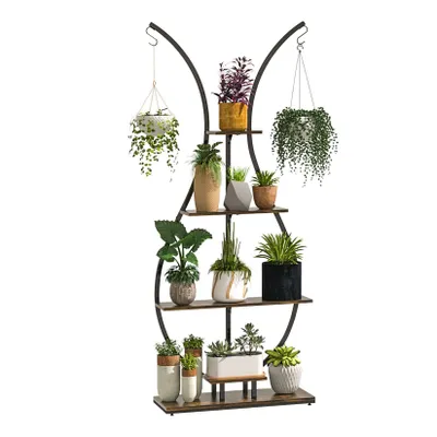 Image de Étagère à plantes XXL 181 cm – Support à fleurs multifonction à plusieurs niveaux avec escalier pour plantes, balcon, jardin, terrasse et salon