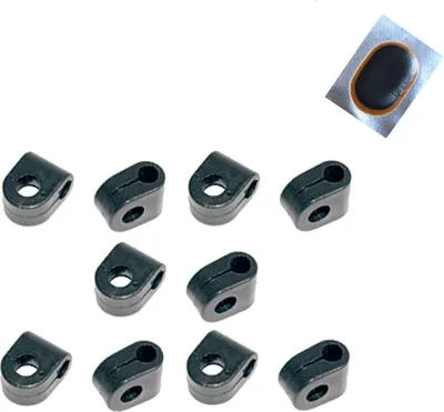 Produktbild von 10 x Fix Nippel Fahrrad Streben klemmen Kunststoff schwarz inkl. 1 x Schlauchflicken