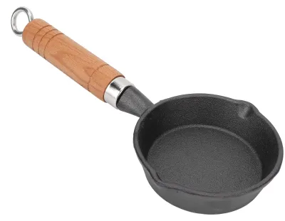 Gusseisen-Bratpfanne 10 cm mit Holzgriff, für Induktion