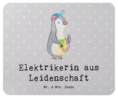 Produktbild von Mr. & Mrs. Panda Mousepad Elektrikerin Leidenschaft - Grau Pastell - Geschenk, Mauspad, computer, mousematte, Beruf, Spruch, Lustig, Ausbildung, Witzig, Mouse Pad