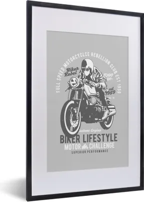 Produktbild von MuchoWow® MuchoWow® Gerahmtes Poster Mancave - Motor - Grau - Vintage 40x60 cm - Poster mit zchwarzem Bilderrahmen - Poster in Rahmen