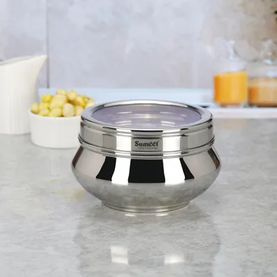 Edelstahl-Vorratsdose 800 ml mit transparentem Deckel, 11,6 cm