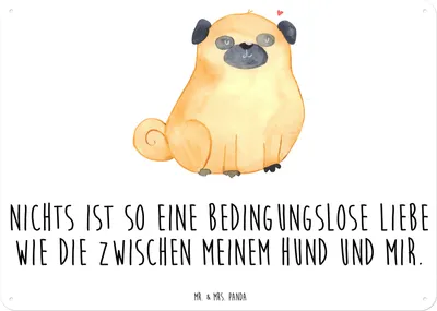 Produktbild von Mr. & Mrs. Panda tafel Mops DIN A3 - Weiß - Geschenk, Liebe, Sprüche, Hund, Pure, Schild, Wandbild, Knuffig, Blechschild, Türschild, Magnetschild