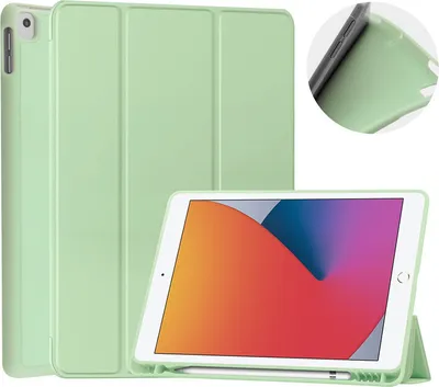 Produktbild von Hülle für neues iPad 8. Generation (2020) / 7. Generation (2019) 10,2 Zoll - [Eckenschutz] Standabdeckung mit Stifthalter, Auto Sleep / Wake für neues iPad 8. Generation (2020) / 7. Generation (2019) 10,2 Zoll,Hellgrün