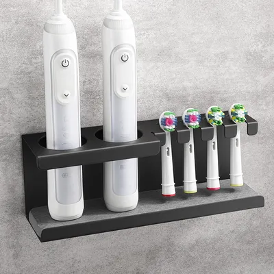 Produktbild von Zahnbürstenhalter - Ohne Bohren zur Wandmontage - Für elektrische Zahnbürsten - Schwarz