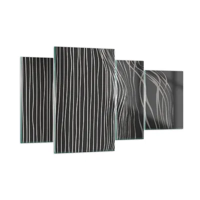 Produktbild von Bilder auf glas - 4 Teile - Abstraktion Streifen Schwarz und Weiß - 120x70cm - Glasbilder - Wandbilder - Bilder - Wanddekoration aus Glas - Glas Bilder - Wandbild auf Glas - GDL120x70-4152