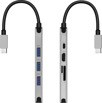 Produktbild von 8-in-1 USB-C Hub, Adapter mit 3x 3.0 USB / USB-C Anschluss, Swissten - Grau