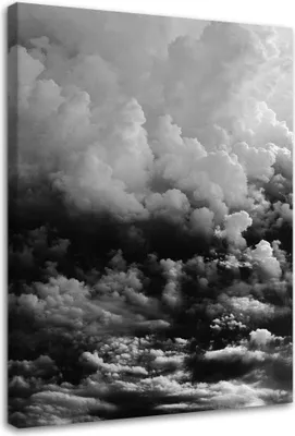 Produktbild von Leinwandbild schwarze wolken 70x100 cm Feeby grau wandbild bereit zum aufhängen