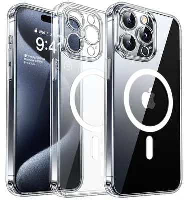 Obrázek produktu pro Magnetické pouzdro pro iPhone 15 Pro Max s ochranou fotoaparátu, průhledné