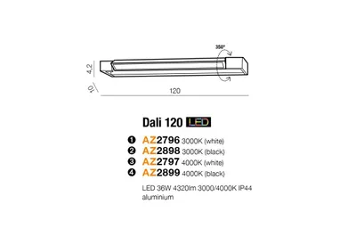 Produktbild von AZzardo LED-Badezimmerwandleuchte Dali 120 36W 4320lm 4000K IP44 120cm weiß AZ2797