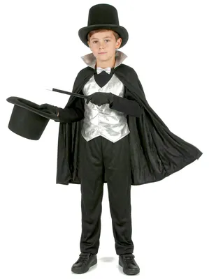 Produktbild von Kleiner Zauberer Magier Kinderkostüm für Jungen schwarz-silber - 122/134 (7-9