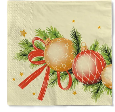 Produktbild von Tissue Serviette Kerstin, 33 x 33 cm, 3-lagig, 100 Stück - Mank - Weihnachtsserviette festlich