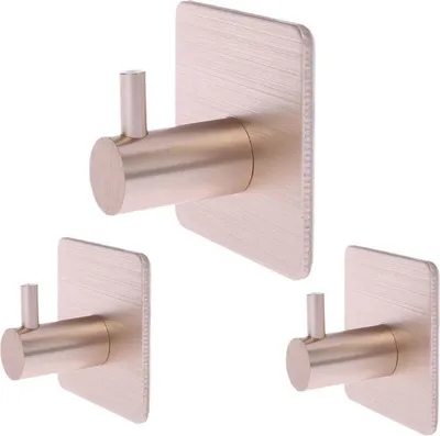Immagine prodotto di CHPN - Gancio per asciugamani - Multifunzione - Ganci autoadesivi - Set di ganci - 3 pezzi - Rosa oro - Gancio a parete - Gancio - Gancio per bagno - Gancio per cucina