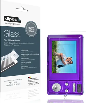 Produktbild von 2x Schutzfolie für Agfa Photo Realishot DC5200 - Anti-Shock 9H Folie dipos Glass Kunststoffglas