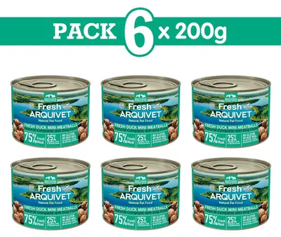 Imagen del producto de Arquivet Fresh MINI: Bolitas de carne de pato, paquete de 200g, contiene 6 unidades