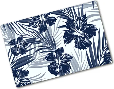 Produktbild von Tulup Glas Herdabdeckplatte - 80x52 cm - Glaskeramikkochfeld-Abdeckung Spritzschutz Glasabdeckplatte - Einteilig - Blumen & Pflanzen - Tropische Blumen - Blau