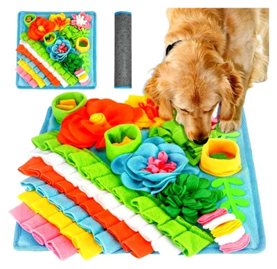 Produktbild von Schnüffelteppich für Hunde 39 x 39 cm, Waschbar, Interaktives Fütterungsspielzeug für alle Hunderassen und Katzen