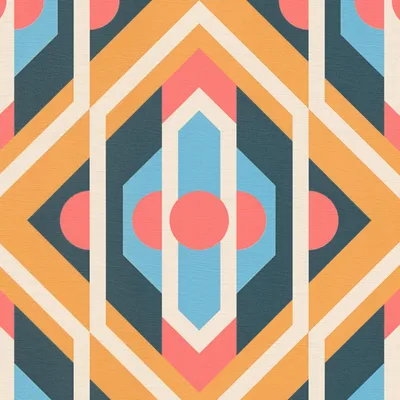 Zdjęcie produktu dla Profhome 395314-GU Tapeta retro Geometryczna niebieska żółta czerwona kremowo-biała 4,5 m2