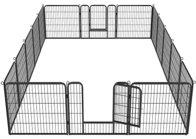 Produktbild von Yaheetech Welpenlaufstall 16-teilig, 80 x 80 cm, mit Tür, Hundeauslauf – Größe 80cm hoch